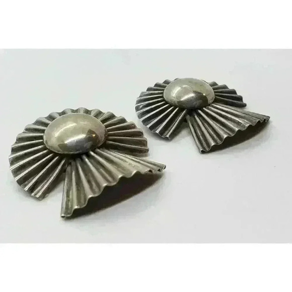 Set 2 Matching Southwest Native Brooch 925 Sterling Silver Concho Ribbon Signed - Picture 3 of 5